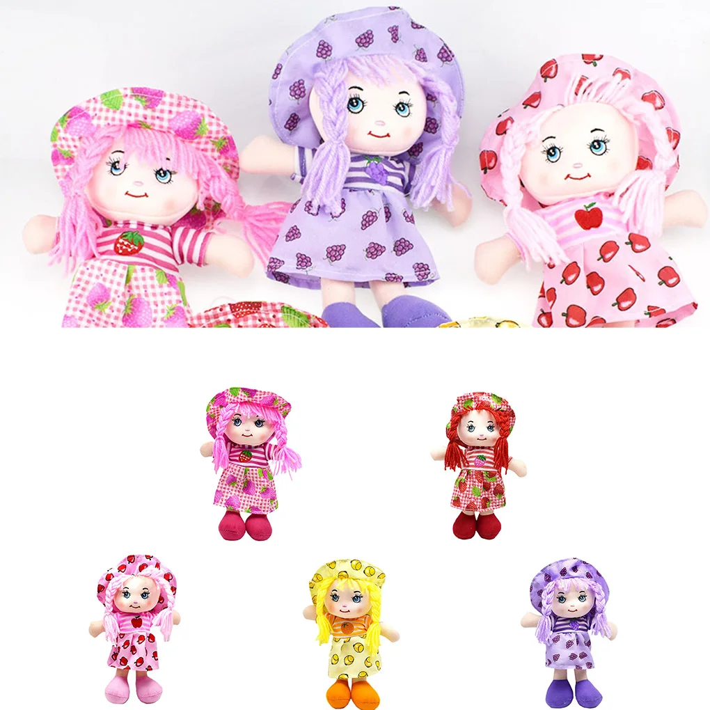 

Stuffed Dolls Plush 25CM Cartoon Fruit Printing Skirt Hat Rag Doll Soft Cute Baby Cloth Toys Children Birthday Gifts