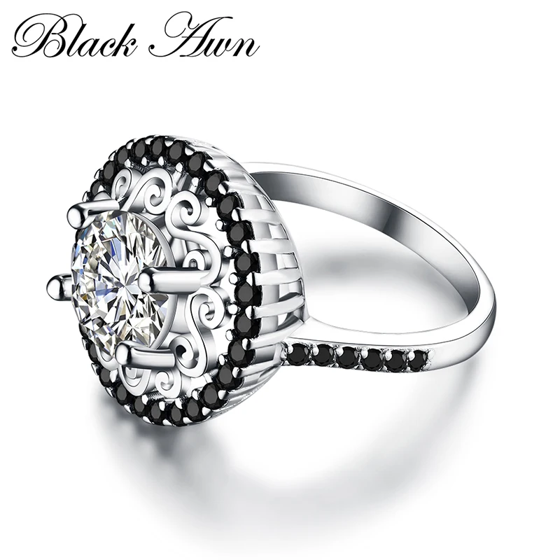 Женское кольцо из серебра 925 пробы с черной шпинелью|ring for|rings for womenrings women black |