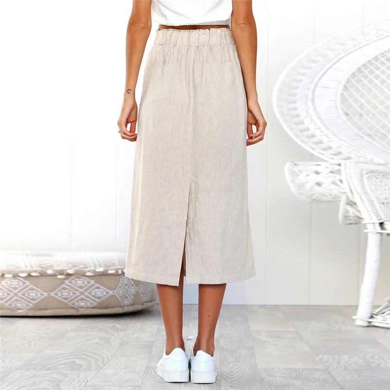 New Fashion 2018 Summer style skirts womens casual Bohemia High Waist Line Button Beach Wrap Maxi Long Skirt Femme Saia Y04#N (11)