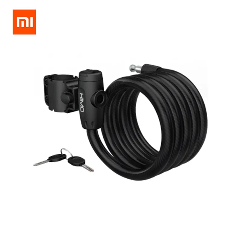 Mijia HIMO L150 портативный Противоугонный складной кабельный замок с 150 см стальным гибким кабелем и 2 ключами для электрического велосипеда - Цвет: Black