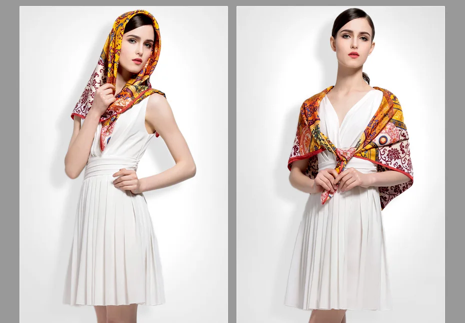 [VIAONS] Модный женский квадратный шелковый шарф 100*100 см, платок Бандана с принтом, женский платок WJ812