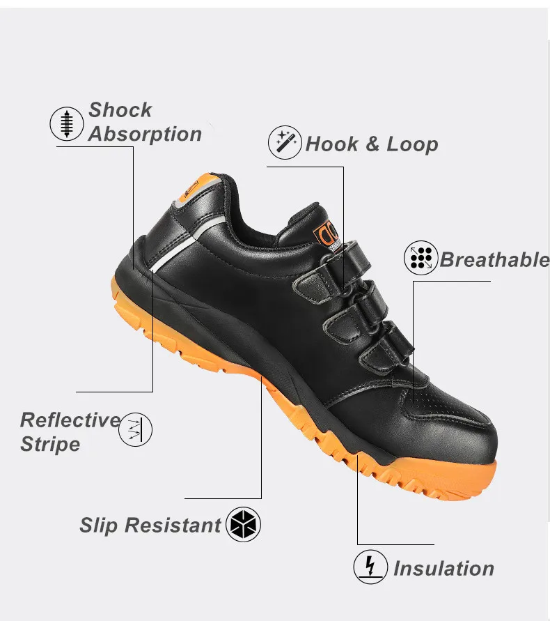 DDTX защитная обувь рабочие ботинки для мужчин Композитный носок анти-smash легкая дышащая безопасная обувь EH изоляция черный