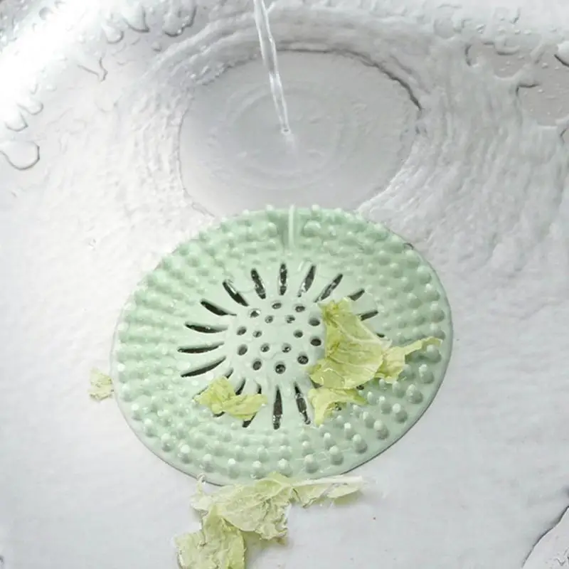 

Nordic Green Round Floor Drain Kitchen Sink Filter Rubber Sewer Hair Strainer Durable Bathroom Filter Screen Home Use Tools 1