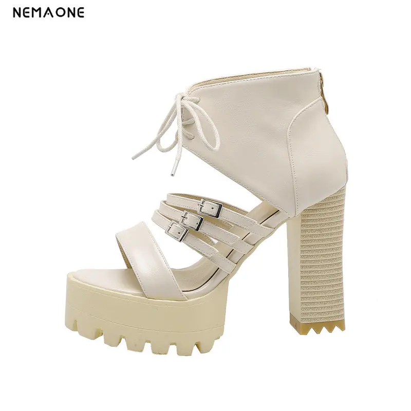

NEMAONE Thick high heels Women Sandals 2019 Summer New Sexy platform Shoes Woman Party Wedding Prom Shoes size 40 41 42