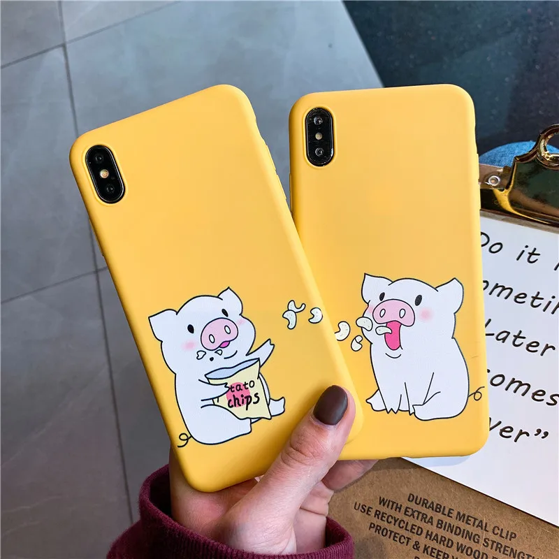 

Cute Cartoon Pig Phone Case For Samsung A7 S8 A50 S9 note 9 8 S10 e S7 edge j7 j5 j4 a5 a8 a30 s6 s9 plus a6 Couples Soft Cover