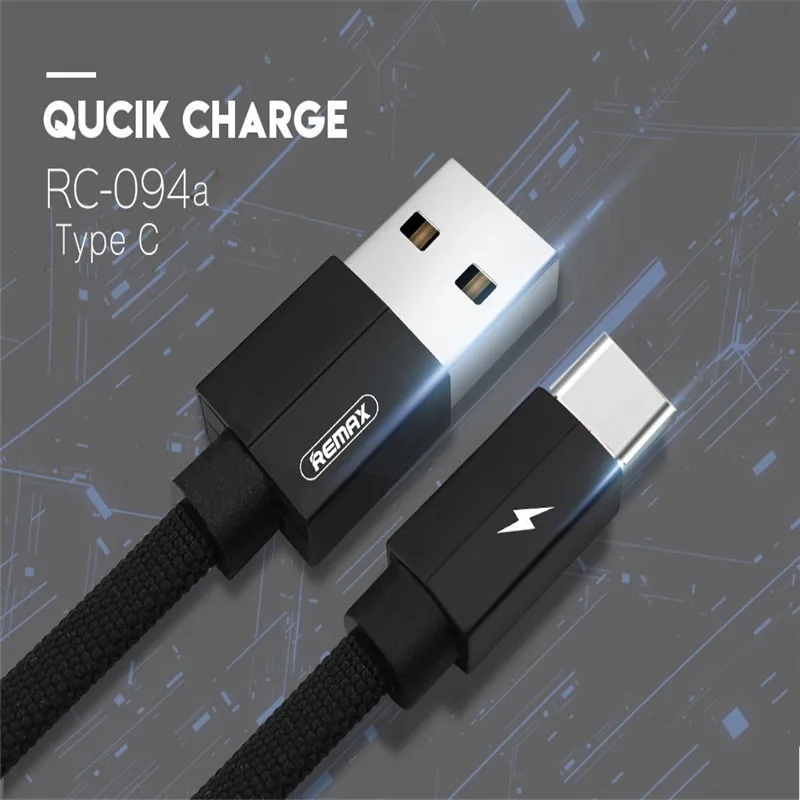 USB Remax Тип C Дата-кабель для быстрой передачи данных зарядки USB C MALE(Папа) плетеный Тип кабеля type-c Зарядное устройство тросиковый кабель для Xiaomi Mi5/samsung/OnePlus 2