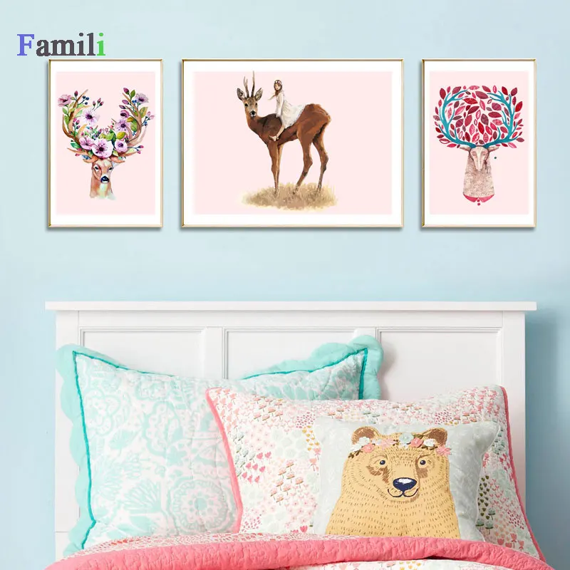 Girls Rule Giraffe Canvas Painting Nursery Decor Pink Black