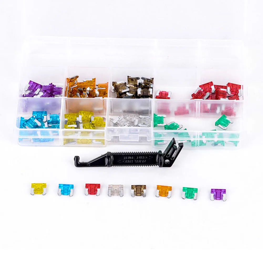 

100Pcs Auto Car Mini Fuse Set With Puller Tool Storage Box 3/5/7.5/10/15/20/25/30A --M25