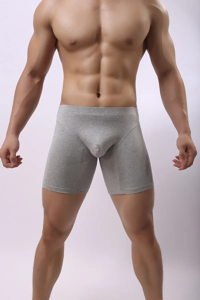 Men's Long Underwear Brand Cotton Boxershorts Homme Slip Panties Man U Convex Design Sexy Sportswear Five Points Underpants