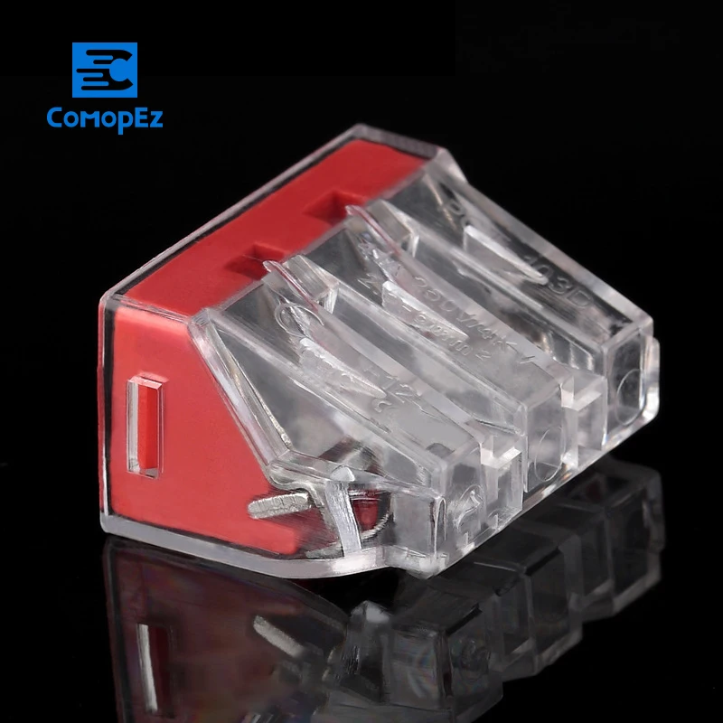 

50pcs PCT-103D Push Wire Wiring Connector For Junction Box 3 pin Conductor Terminal Block Cable Connector PCT 103D