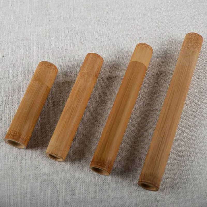 1pc Natural Bamboo Tube For Toothbrush Eco Friendly Travel Case Hand Made 21cm Bamboo Toothbrush Tube Portable Travel Packing airtight container