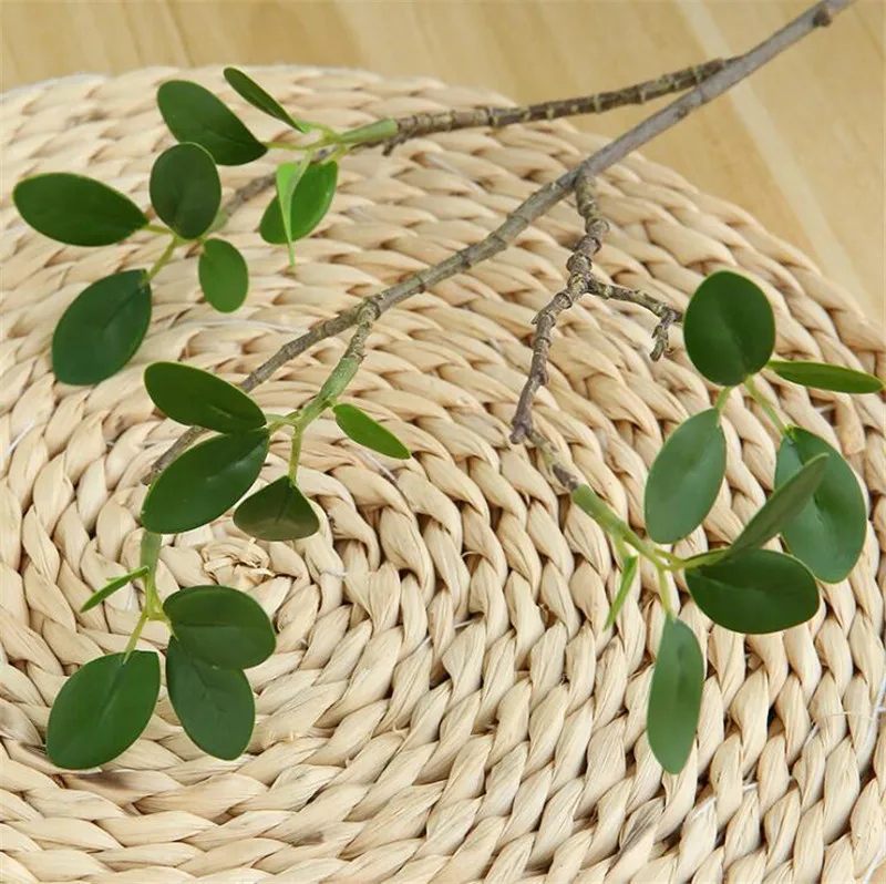 

Artificial short tree branch for autumn home Christmas Decoration Fake Flowers arrangement faux foliage fake green leaves