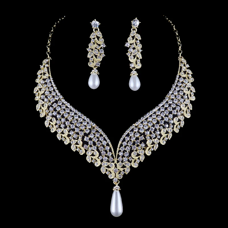 india pearl style bridal wedding necklace earrings set