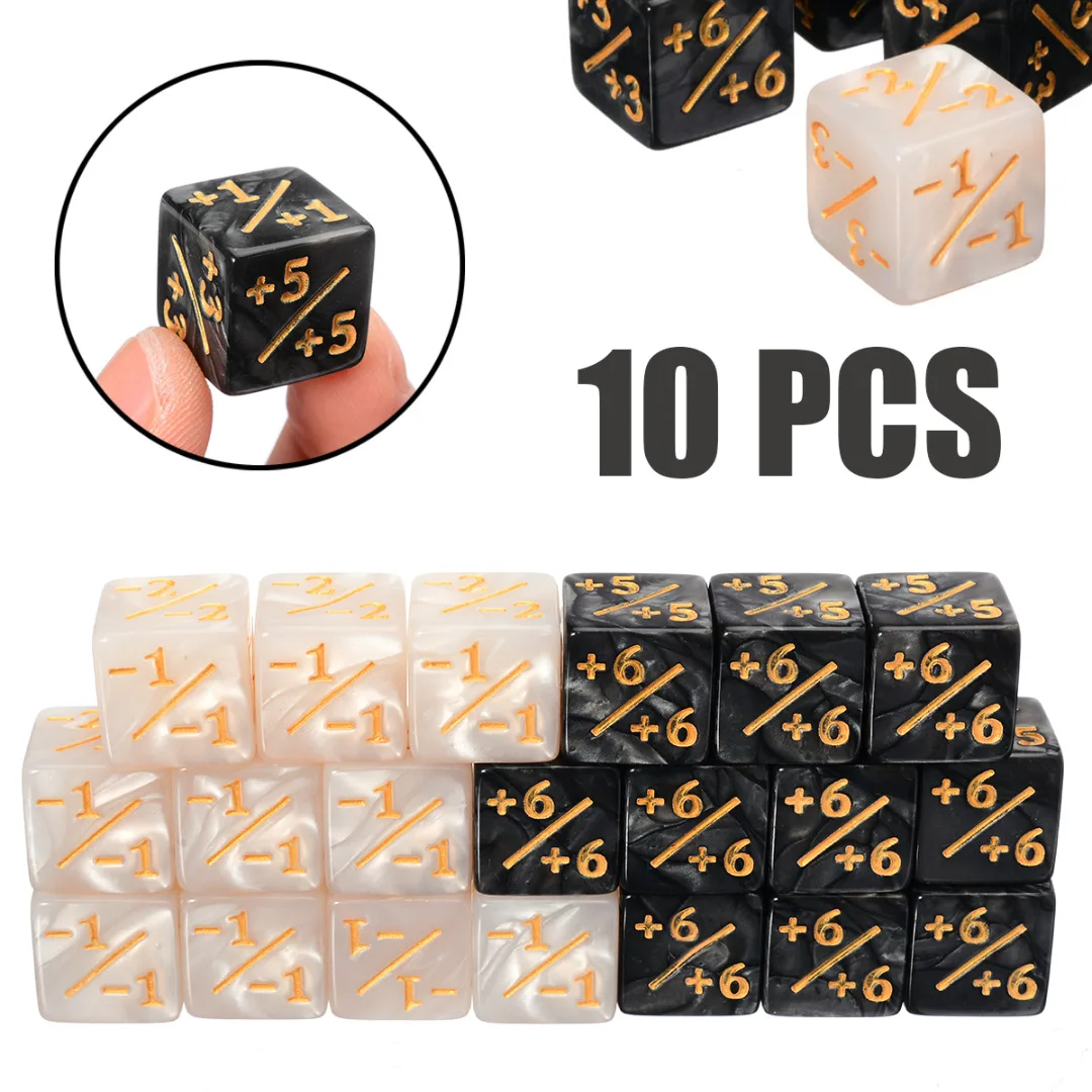 New Arrival 10Pcs/set 16mm 6 Sided +1/-1 Kids Counting Dice Interesting Gaming Party Bar Dices