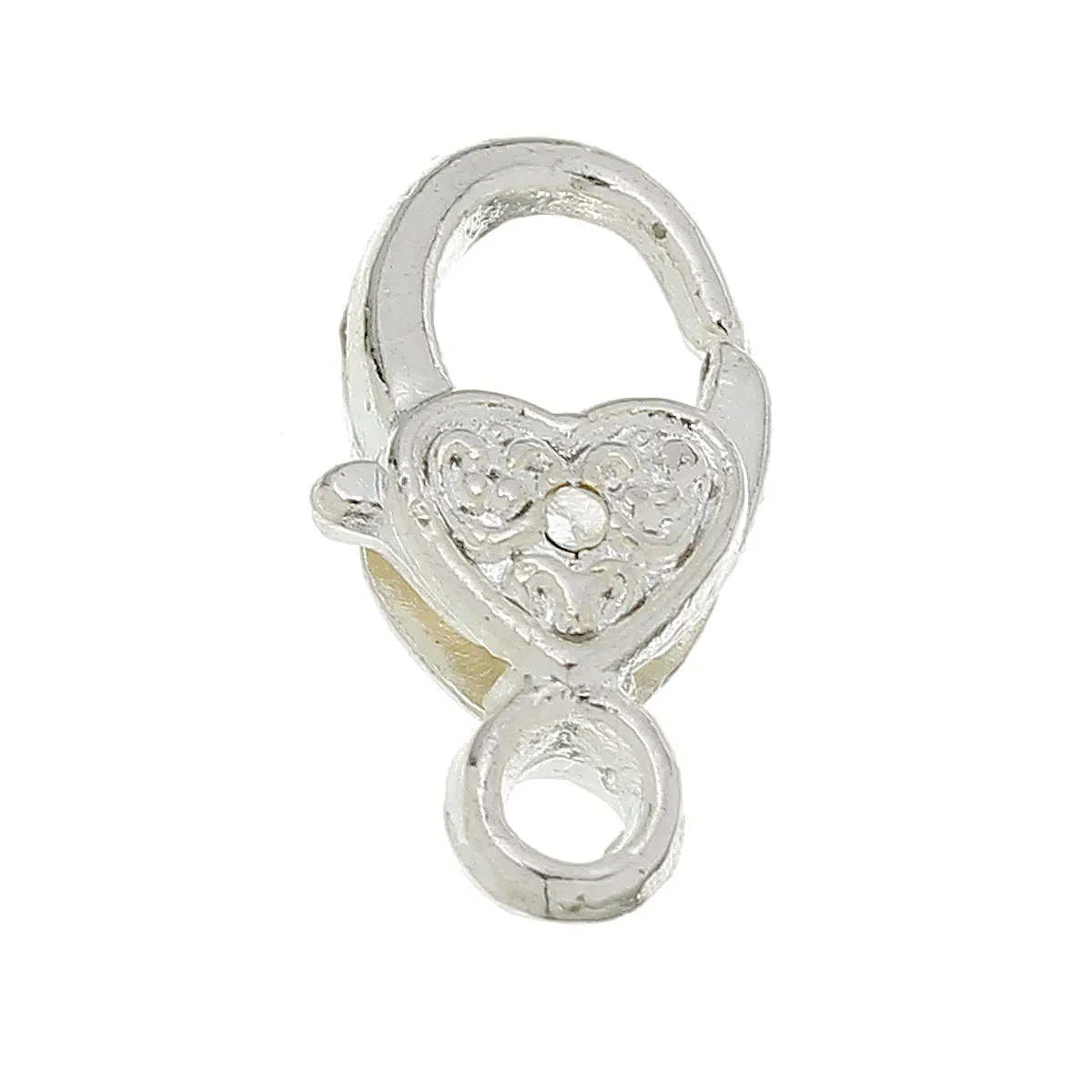 

DoreenBeads Zinc metal alloy Lobster Clasp Findings Silver color Heart Pattern 17mm( 5/8") x 9mm( 3/8"), 2 Pieces 2017 new
