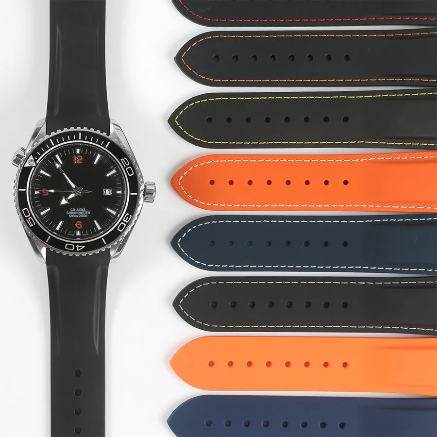 Billig Wasserdicht Armband Gummi Silikon Strap für Omega AT150 20mm 22mm Meer Master 300 Schwarz Blau Ozean Sport Mann 8900 + werkzeuge