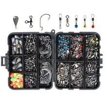 177 шт./кор. комплект рыболовных принадлежностей включают в себя рыбацкие крючки Вертлюги свинцовый рыболовный грузик веса с защитой от повреждений и кольцом для ловли карпа рыболовные снасти Коробки