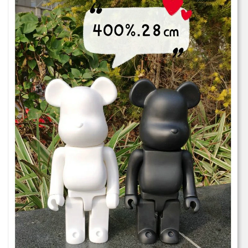 11 дюймов, 400% Bearbrick Bear@ brick, фигурки, блок, медведь, ПВХ, модель, фигурки, детские подарки, сделай сам, краски, куклы, детские игрушки