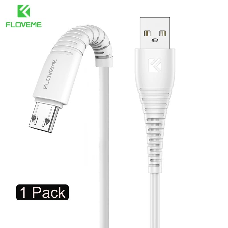 FLOVEME Micro USB кабель 5 В/2,4 A Быстрая зарядка для samsung Xiaomi Быстрая зарядка кабель для мобильного телефона USB Дата Шнуры Провода кабели - Цвет: 1 Pack White