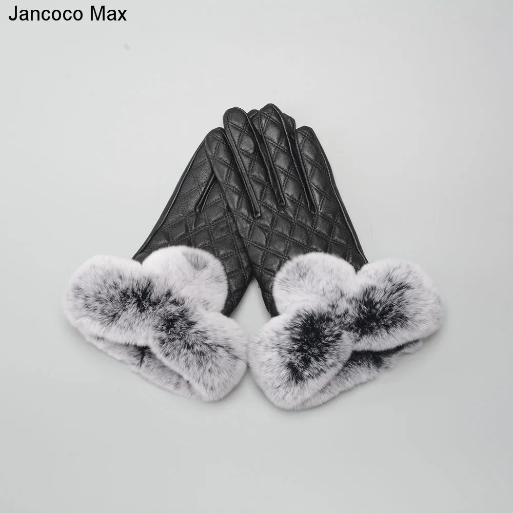 Jancoco Max 2019 дамы сенсорный экран Прихватки для мангала зимние женские из натуральной овечьей кожи Настоящий мех кролика теплые модные