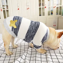 Полосатые Бульдог-Мопс Одежда для собак хлопковые летние весенние Рубашки для маленьких животных костюм куртка для щенка чихуахуа Fat Pet Cats
