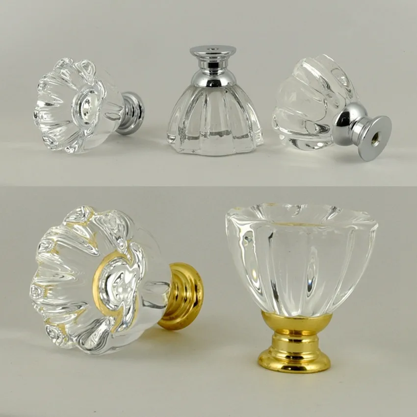 32mm modern creative petal glass clear crystal drawer tv knobs