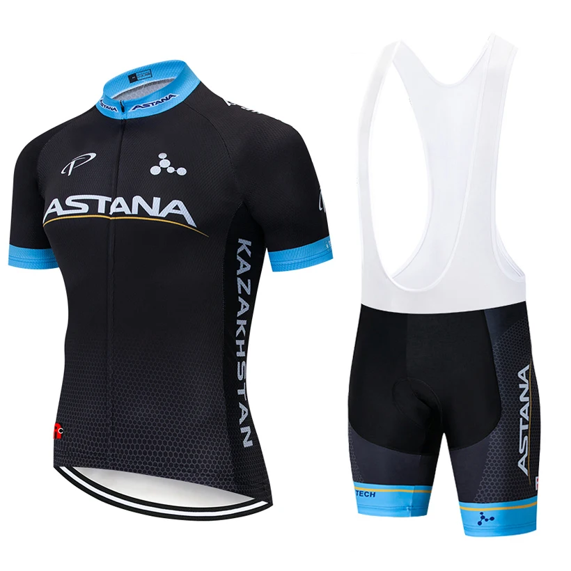 

2019 NEW Black Astana team jersey 12D bike shorts set Quick Dry Mens bike clothing team pro cycling Maillot Culotte Wear