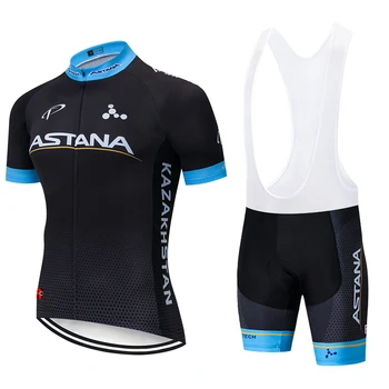 

2020 NEW Black Astana team jersey 12D bike shorts set Quick Dry Mens bike clothing team pro cycling Maillot Culotte Wear