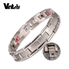 Vinterly чистый титановый магнитный браслет мужской s цепь звено энергетический германиевый мужской браслет на запястье модный браслет талисман для мужчин