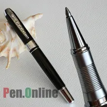 Шариковая ручка с роликами Jinhao 250 блестящая черная серебряная отделка и зажим