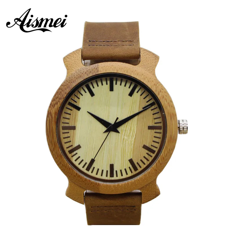 

2018 Brand Wood Quartz Genuine Leather Men Women Bamboo Watches Luxury Male Wooden Watch relojes hombre Relogio Masculino
