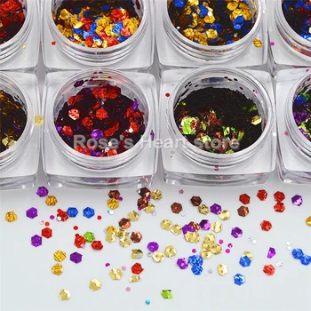 

Mixed color hexagon glitter nail sequins Nail Art tips Decoration Nails Jewelry Accessories Decals nails supplies tools
