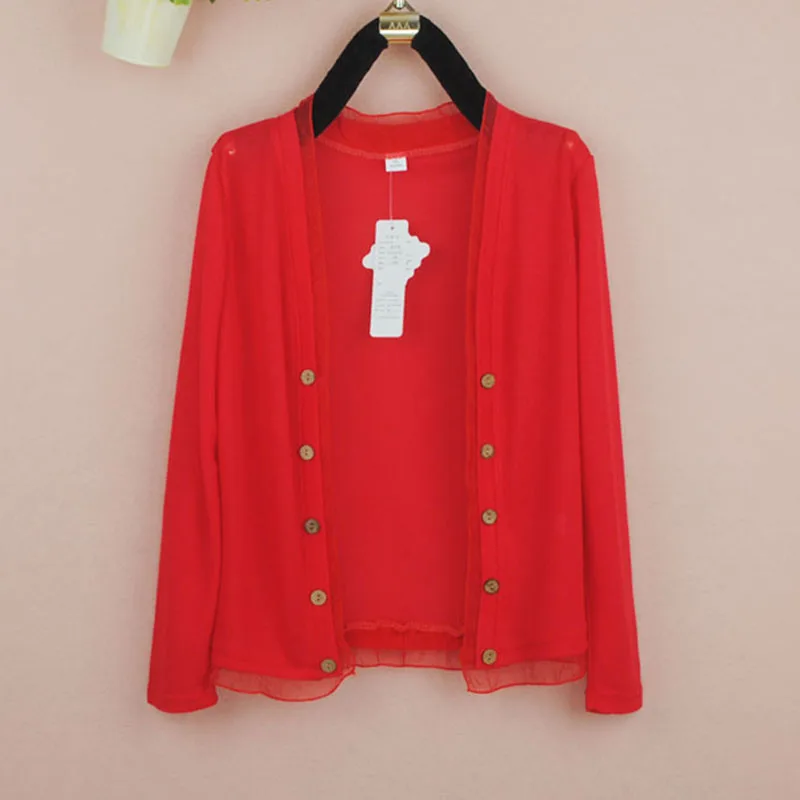 Вязаный кардиган для женщин, весна, новая мода, большой размер 5XL, свободная дикая шаль, пальто, летняя Солнцезащитная рубашка, воздухопроницаемая рубашка - Цвет: red  long