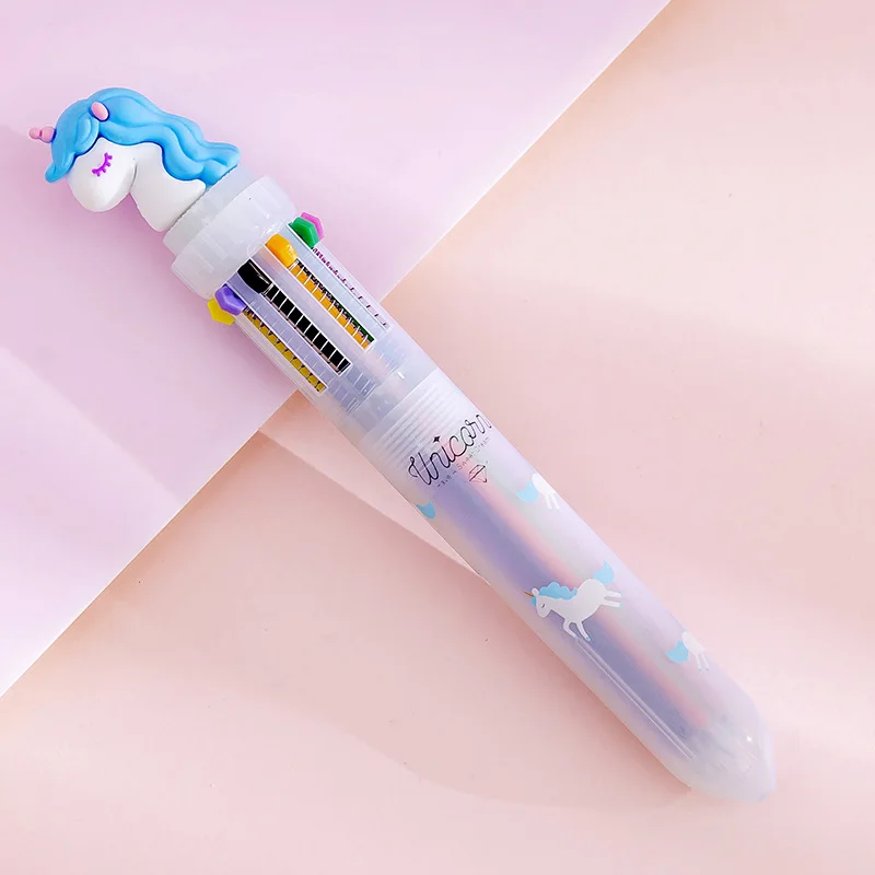 Colorful Cartoon Rainbow Unicorn 10 Colors Ballpoint Pen School Office Supply Writing Supply Gift Stationery Papelaria Escolar - Цвет: 01