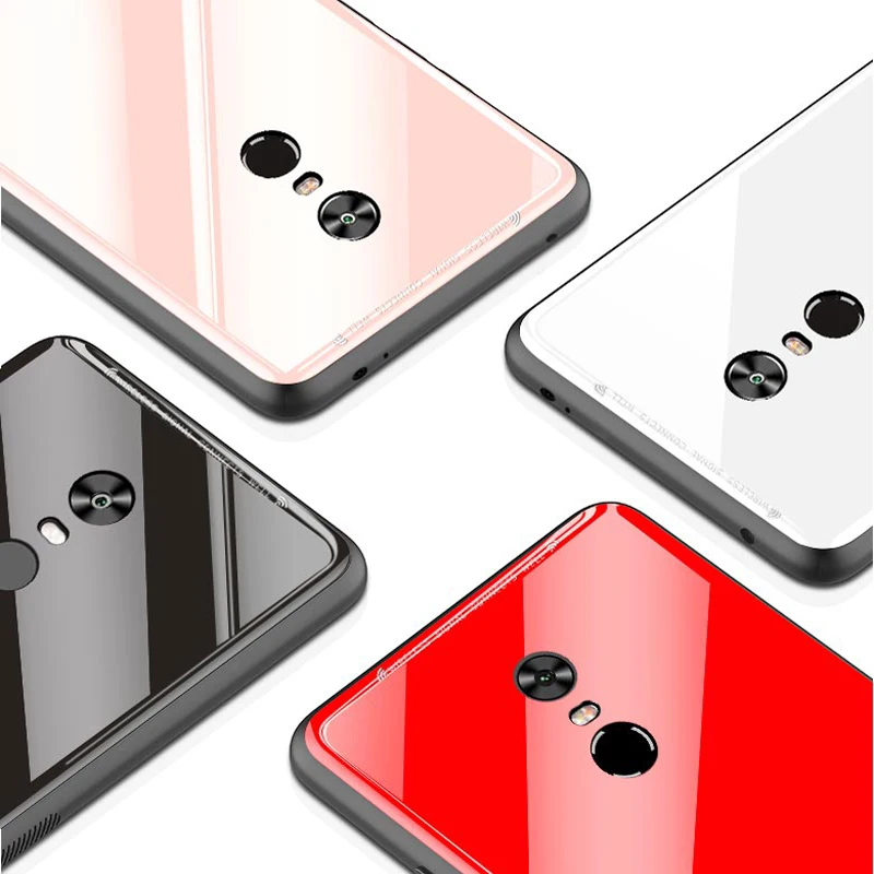 для For Xiaomi Redmi Note 4X Чехол роскошный глянцевый закаленное Стекло чехол на ксиоми
