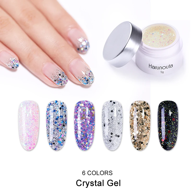 

Harunouta 5g Soak Off Crystal Gel Nail Polish One-shot Shining Sequins Nail Art UV Gel Shinny Varnish Glitter Manicure