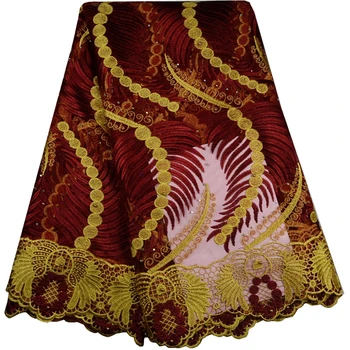 

African French Tulle Lace Fabric With Stones Embroidered Mesh Lace Fabric A644