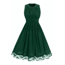 

Hot Sale Summer Dress Sexy Women Retro Lace Black Dress Vintage Elegant 1950S 60S Half Sleeve A-Line Cotton Party Dresses