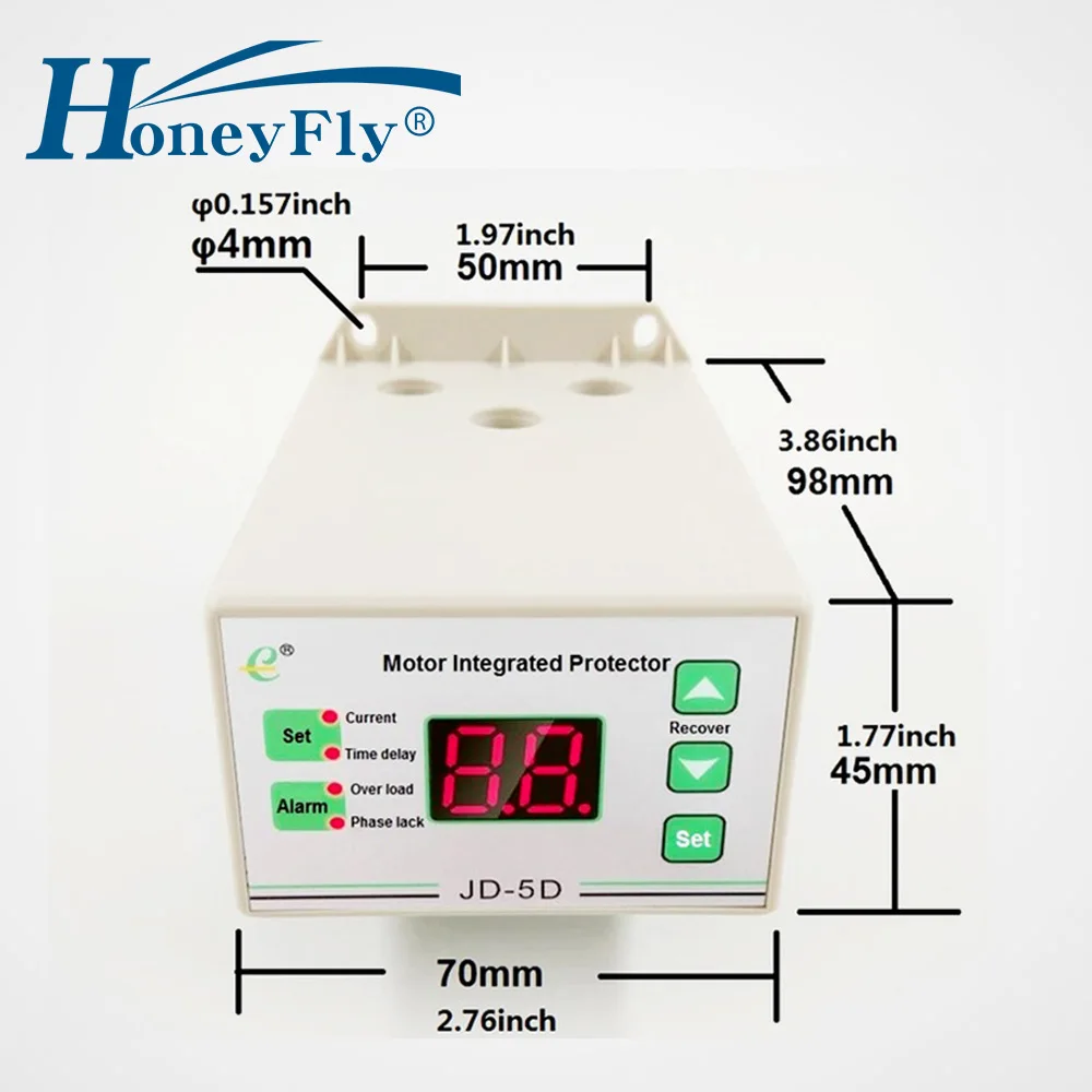 HoneyFly NEW JD-5D Motor Protection Relay 220V Digital Thermal Relay JD-5 Motor Integrated Protector OverLoad Protection Relay HoneyFly NEW JD-5D Motor Protection Relay 220V Digital Thermal Relay JD-5 Motor Integrated Protector OverLoad Protection Relay