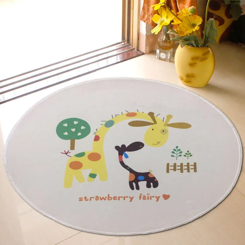 Детские коврики для игровой комнаты, прикроватный коврик для спальни, детский коврик для игры в ползание, круглый коврик, противоскользящий пол, коврик для ванной комнаты, Мультяшные ковры с изображением жирафов