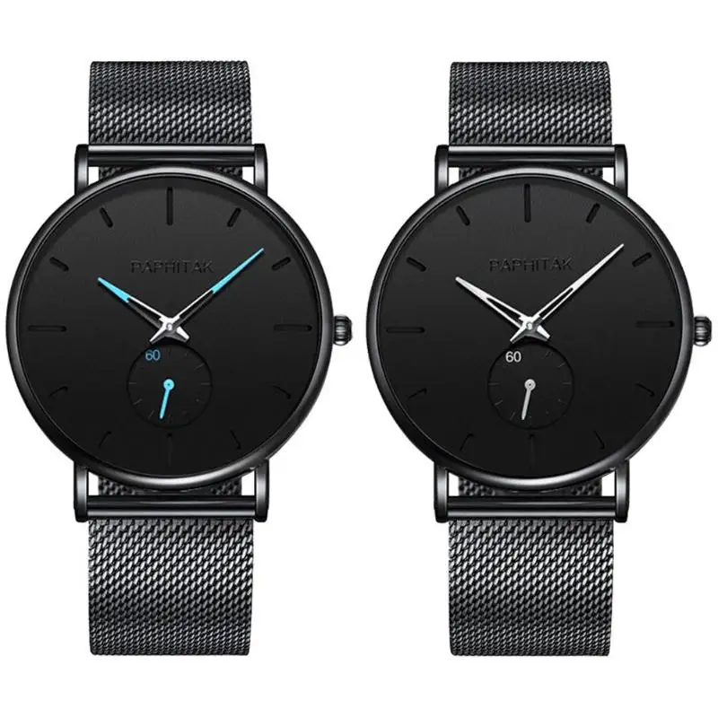 

Men Round Dial Bracelet Quartz Watches Mesh Strap Waterproof Wristwatch