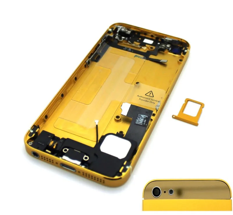 For iPhone 5 Gold Gold Glass Back Cover Housing Full Assembled Middle Frame Bezel Chassis Assembly