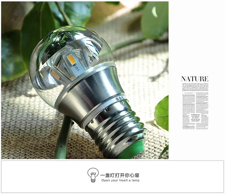 110-220V decorative shadeless E27E14 LED 3W 5W 7W base light mirror bulb G45 A60 half silver led filament bulb9