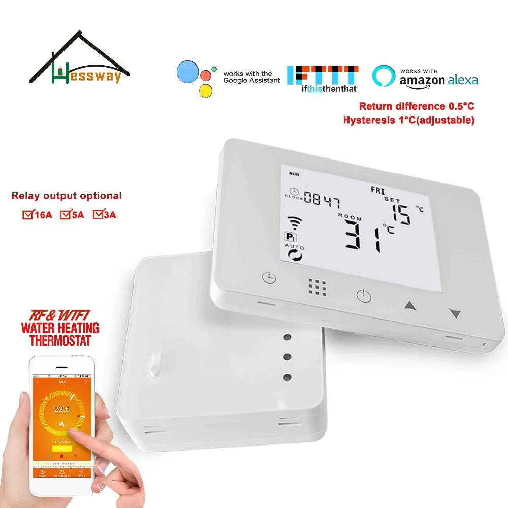 Возврат разницы 0,5 градусов Rf беспроводной комнатный термостат wifi контроль температуры для системы подогрева пола 3A/5A/16A опционально