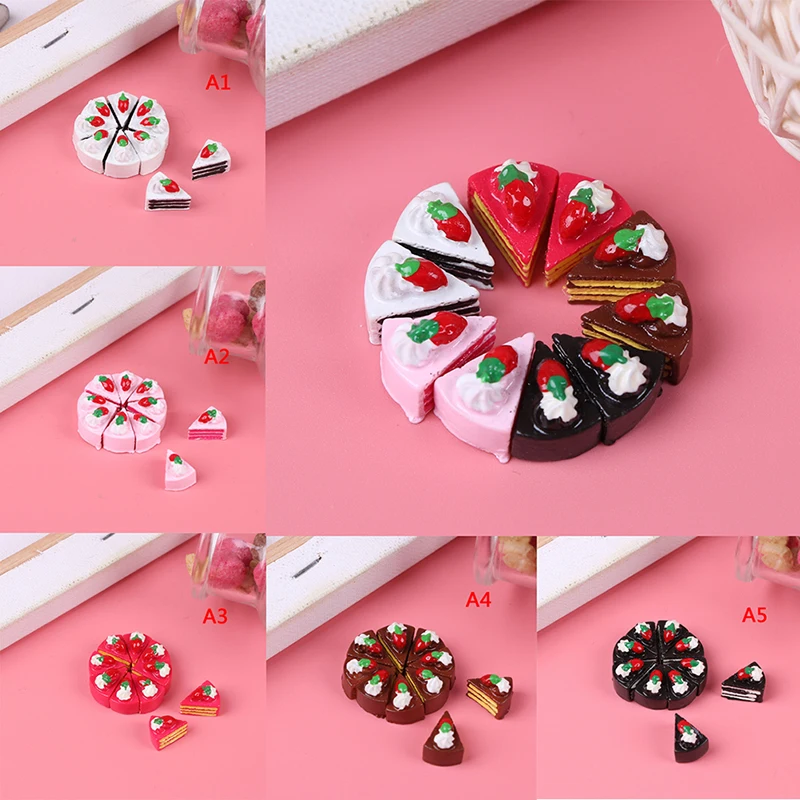

10pcs Christmas Dolls Miniature Pretend Toy Colorful Mini Play Resin Food Triangle Cake For Dolls DIY Jewelry Accessories