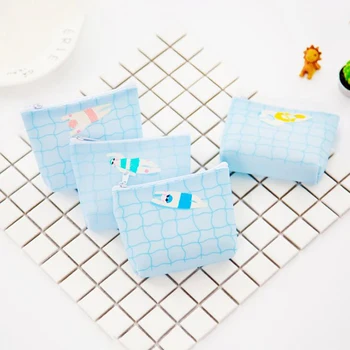 

1 Pcs Cute Summer Style Mini Canvas Swimming Pattern Coin Purse Key Card Coin Bags Zipper Bags Stationery Card Holder
