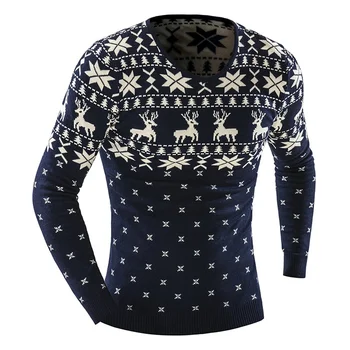 

Geek New Men Sweater Add Wool Deer Printing Pullover
