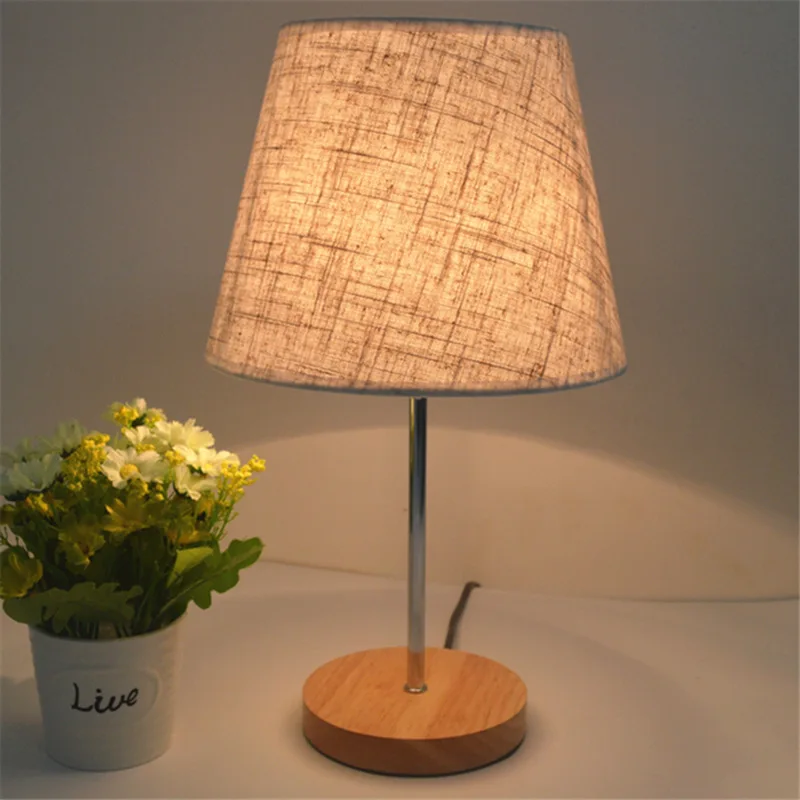 

YOOK Round Wood Table Lamp for Bedroom Bedside Dimming Light Table Lamp Night Light 220V E27