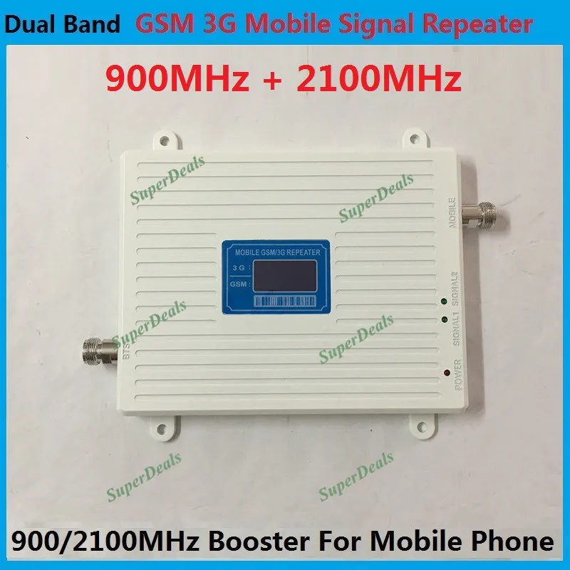 

LCD Display !!! Dual Band GSM 900Mhz W-CDMA 2100MHz 3G Mobile Phone Signal Booster 2G 3G GSM Celular Signal Repeater Amplifier