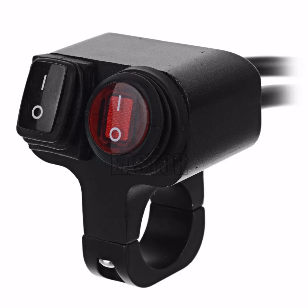 

12v 16A Motorcycle CNC Aluminum Alloy Switch 2 Way 22-26mm Handlebar Switch Motorcycle Waterproof Switches Red Light 3 Wires